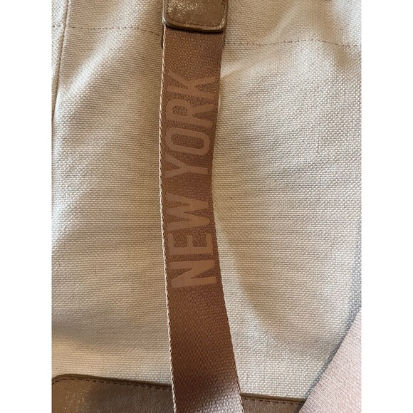 Botkier Cotton Canvas Woven Tote White & Brown Medium Purse - Picture 3 of 13